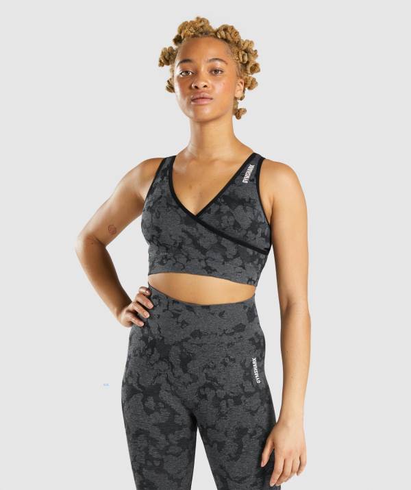 Damske Športové Podprsenky Gymshark Adapt Camo Seamless Čierne | BA4018236